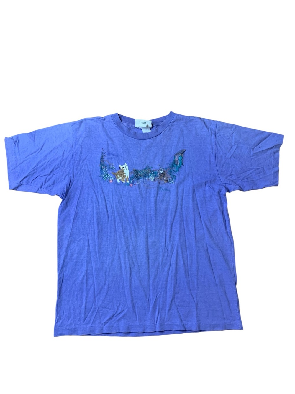 Vintage Northern Reflections Purple Cat Graphic T-Shirt Tee Large